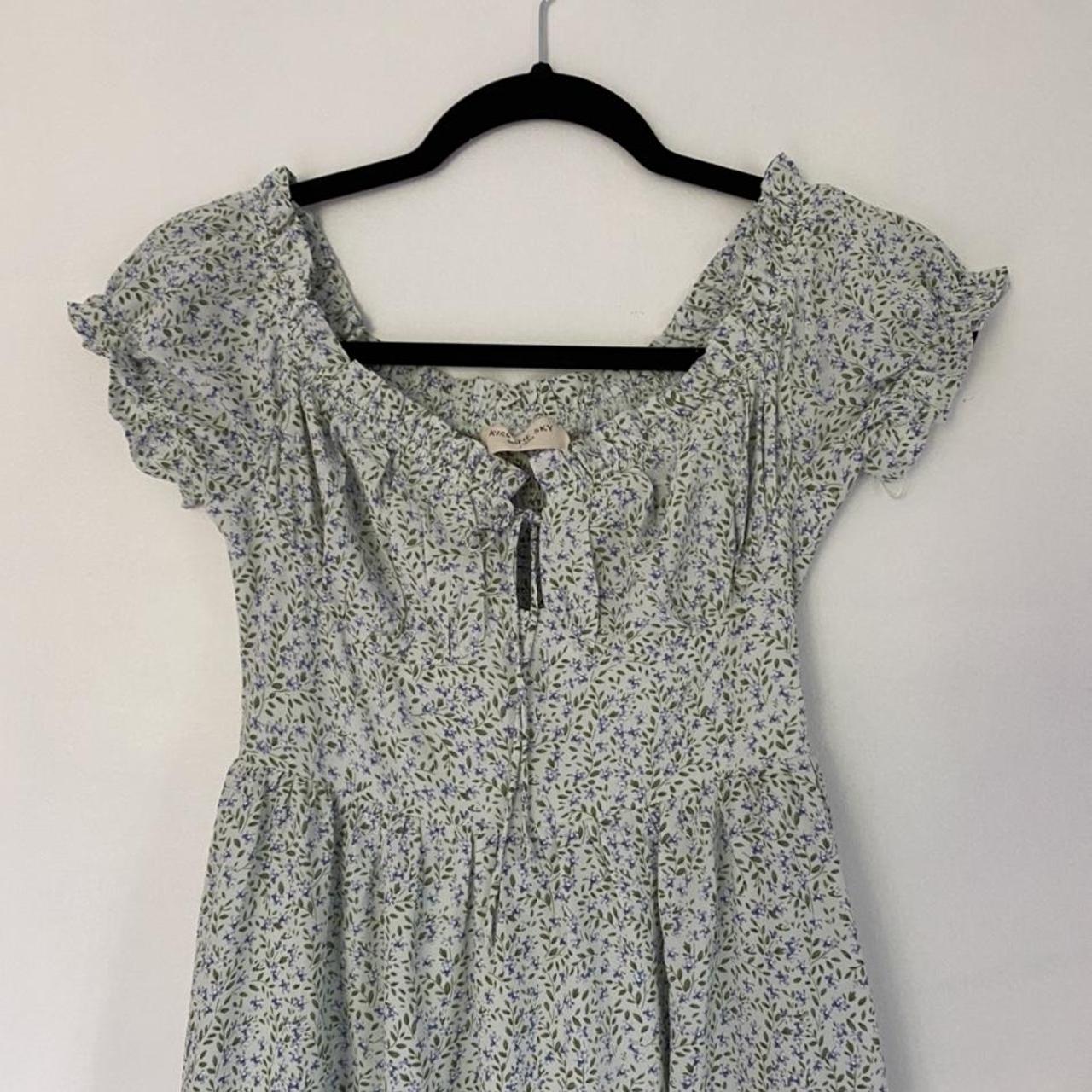 Kiss The Sky Women's Blue and Green Dress Depop