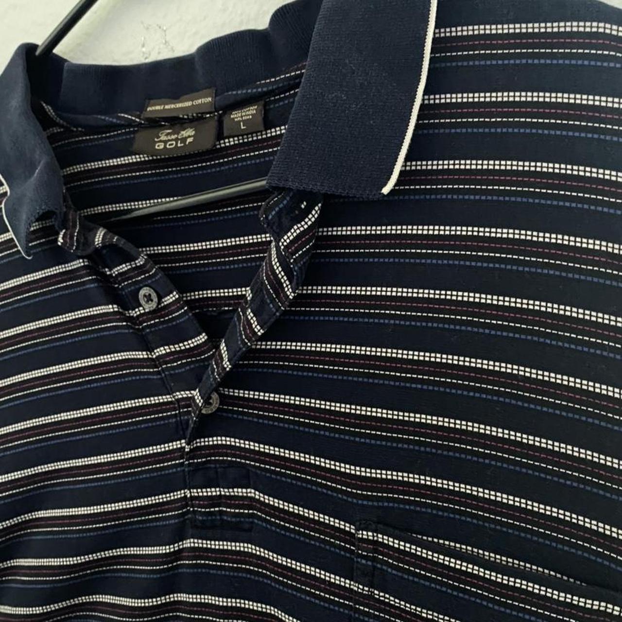 Tasso Elba Golf White Navy Striped Polo tassoelba Depop