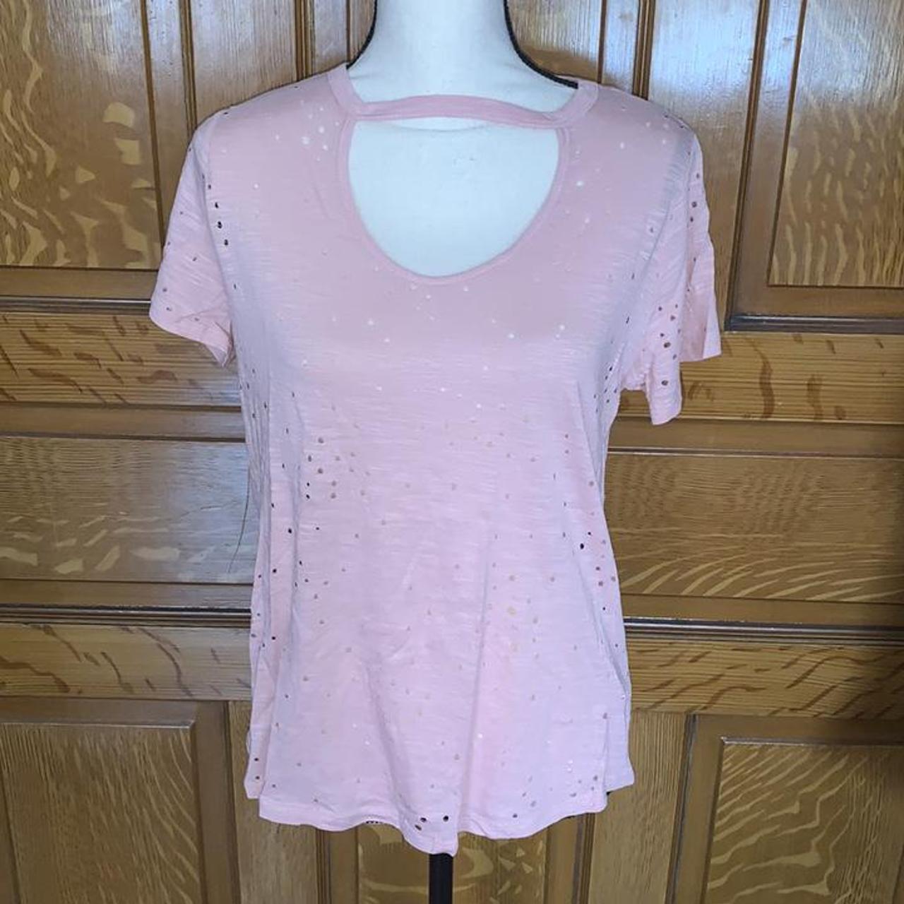 Cute light pink distressed t-shirt from MOD. In... - Depop