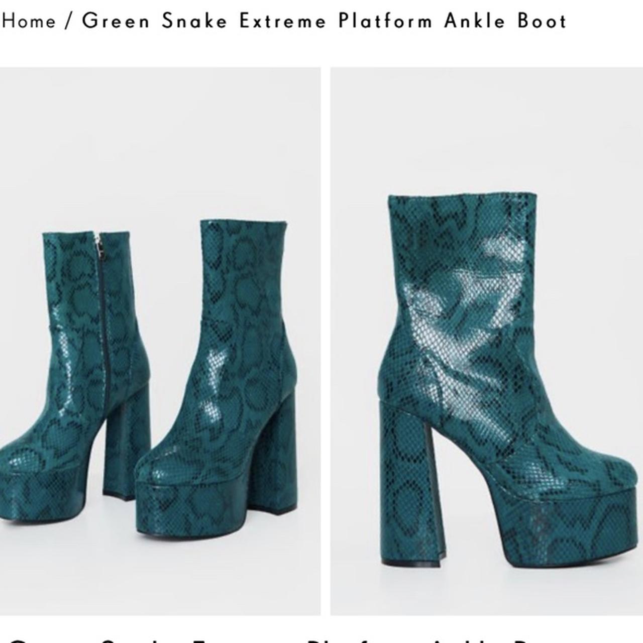 green snake print boots