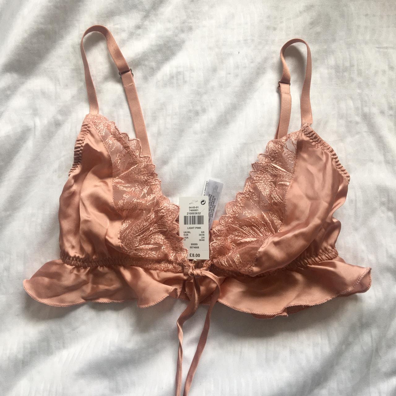 Blush pink lace bralette top from Primark. Size 6-8 - Depop