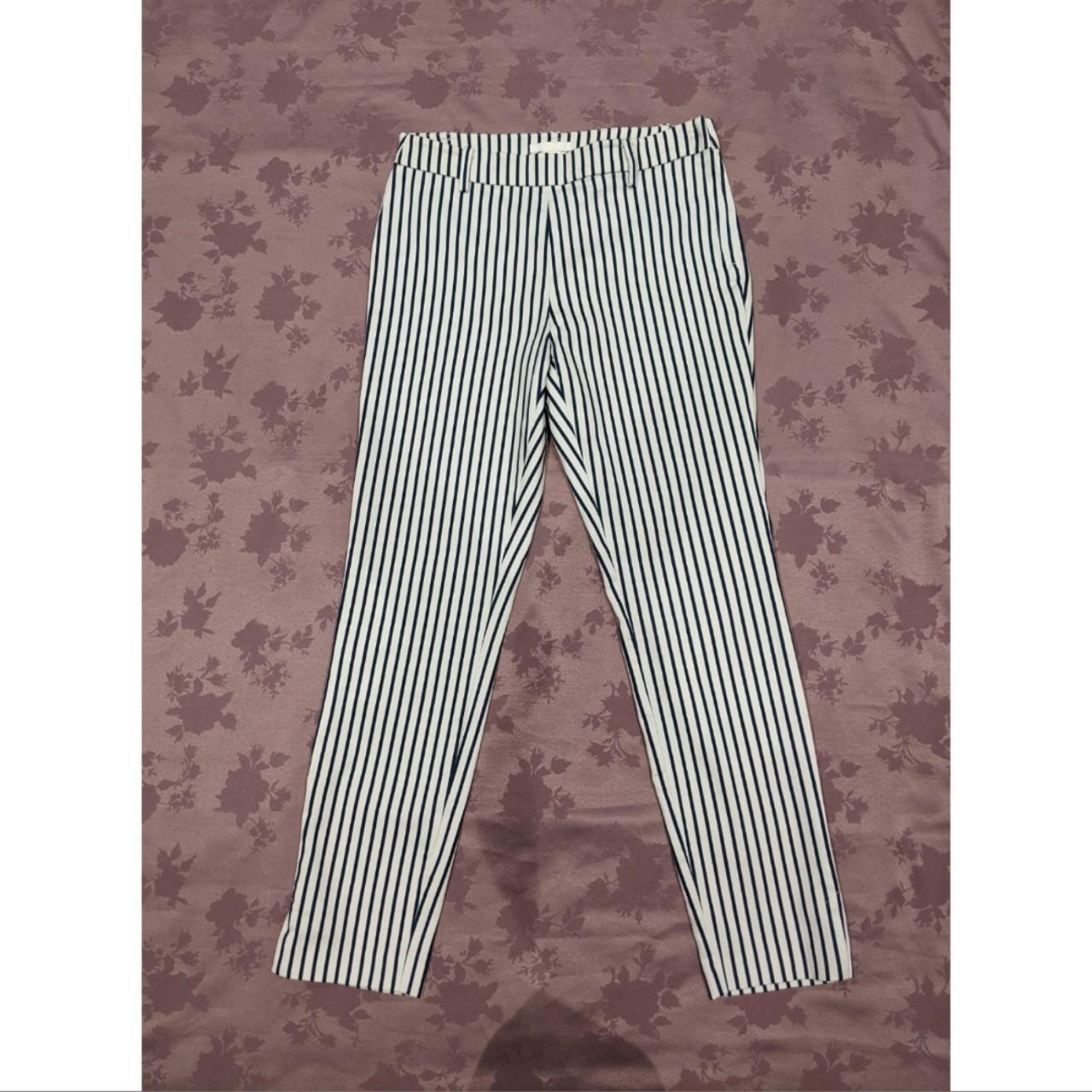 White pinstriped trousers • White cotton trousers... - Depop