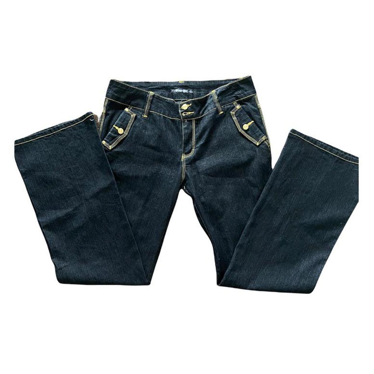 American Vintage Women's Black and Yellow Jeans Depop