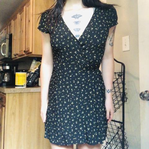 brandy melville black wrap dress