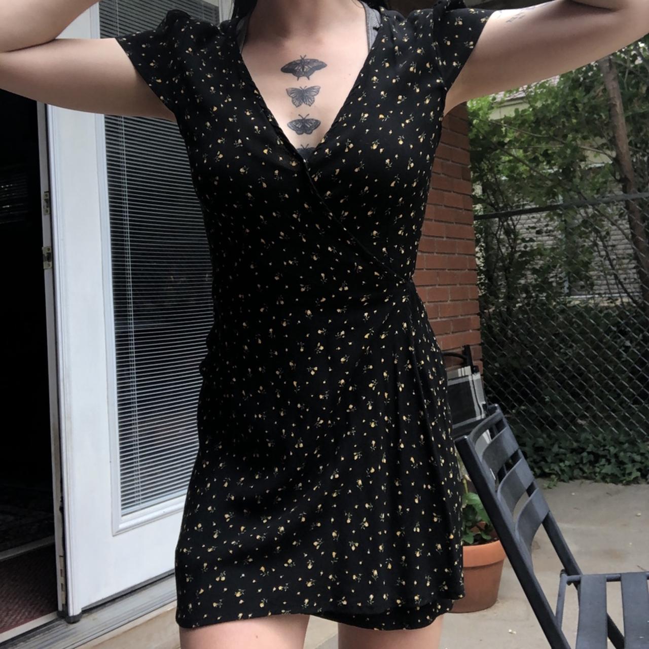 brandy melville black wrap dress