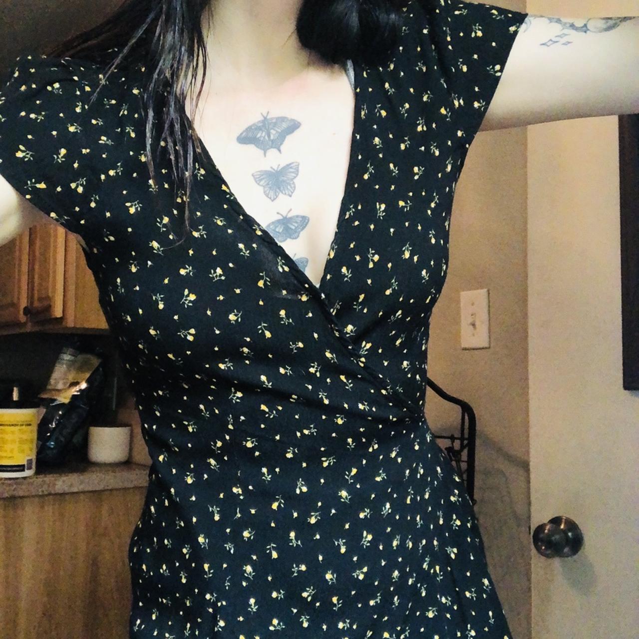 brandy melville black wrap dress