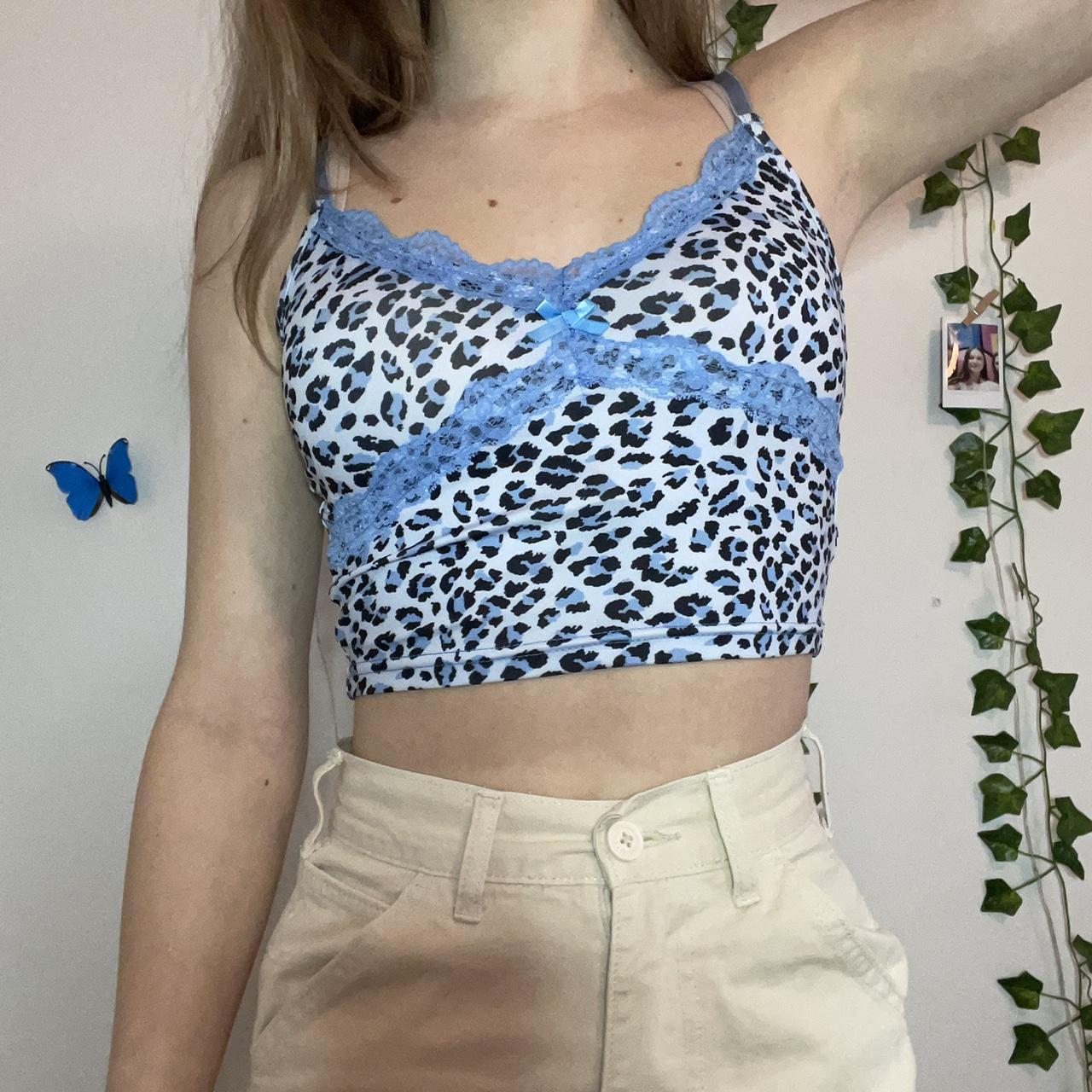 Blue Cheetah Lace Tank No Flaws Size: Depop