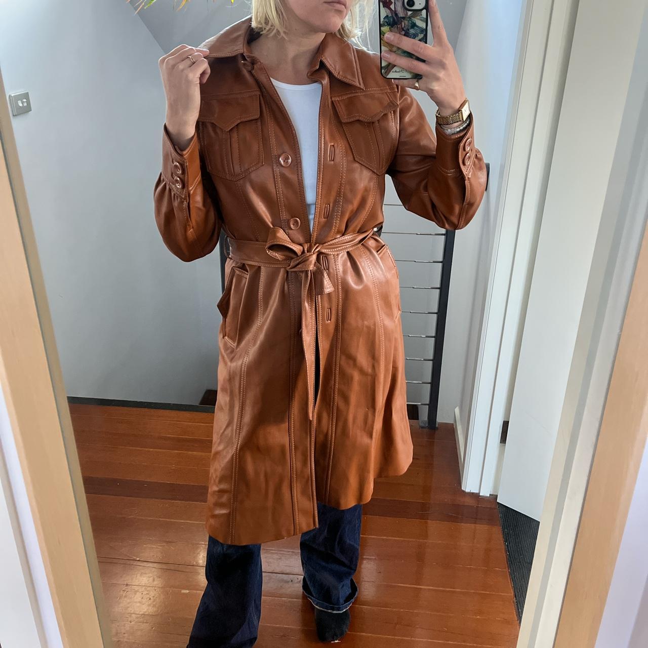 Vintage leather look trench coat. Stunning style and... Depop