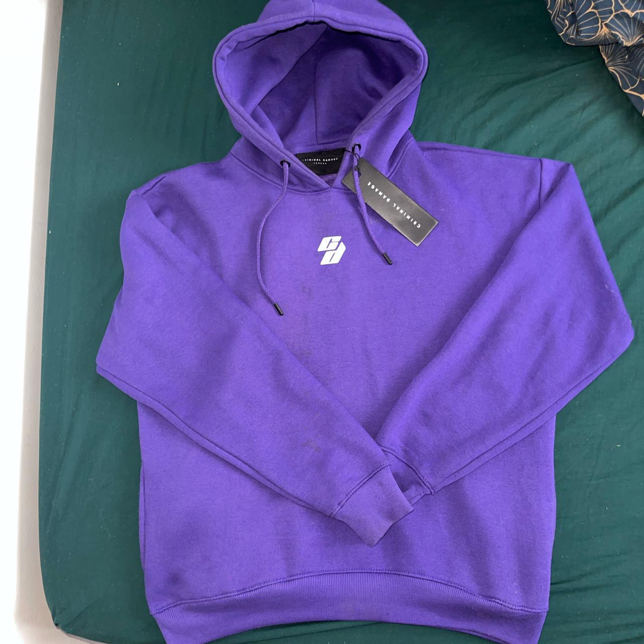 Purple Criminal Damage Hoodie UK size: Medium... - Depop