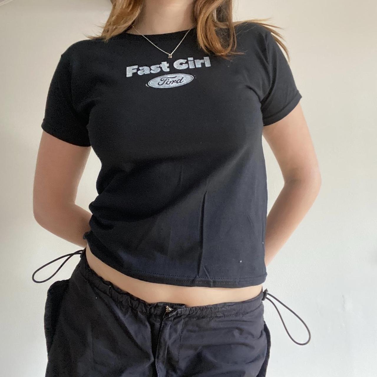 Ford “ fast girl “ tshirt black T-shirt with white... - Depop