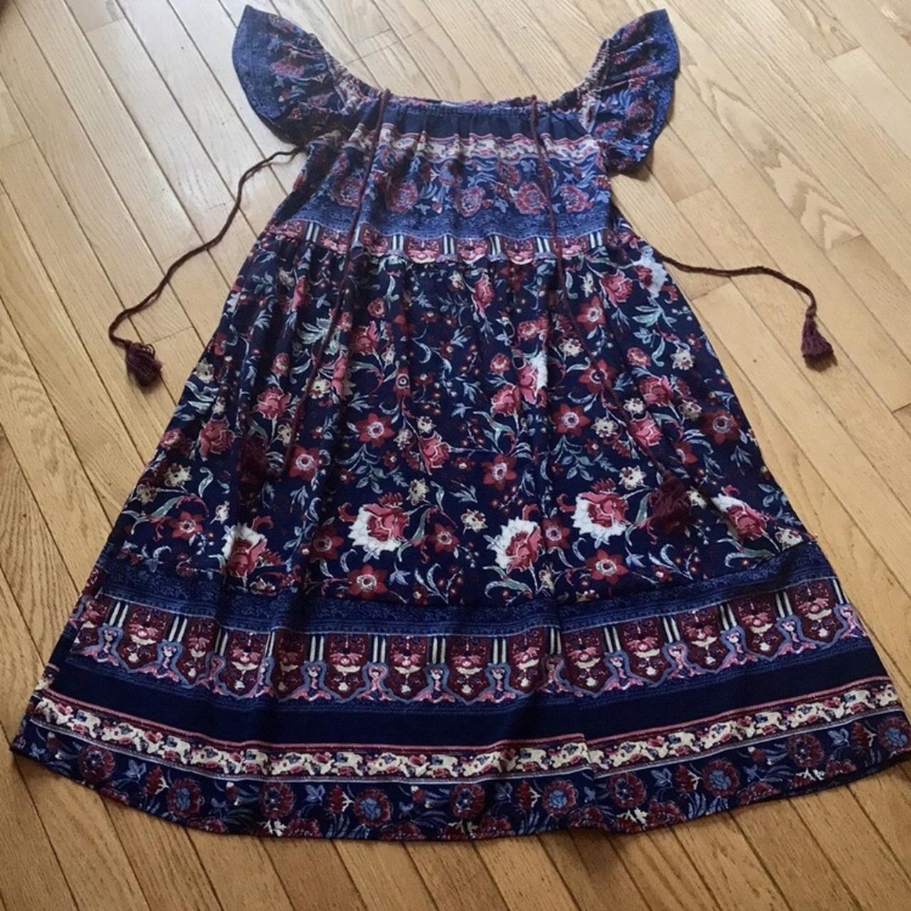 Versatile off shoulder floral boho peasant dress by... - Depop