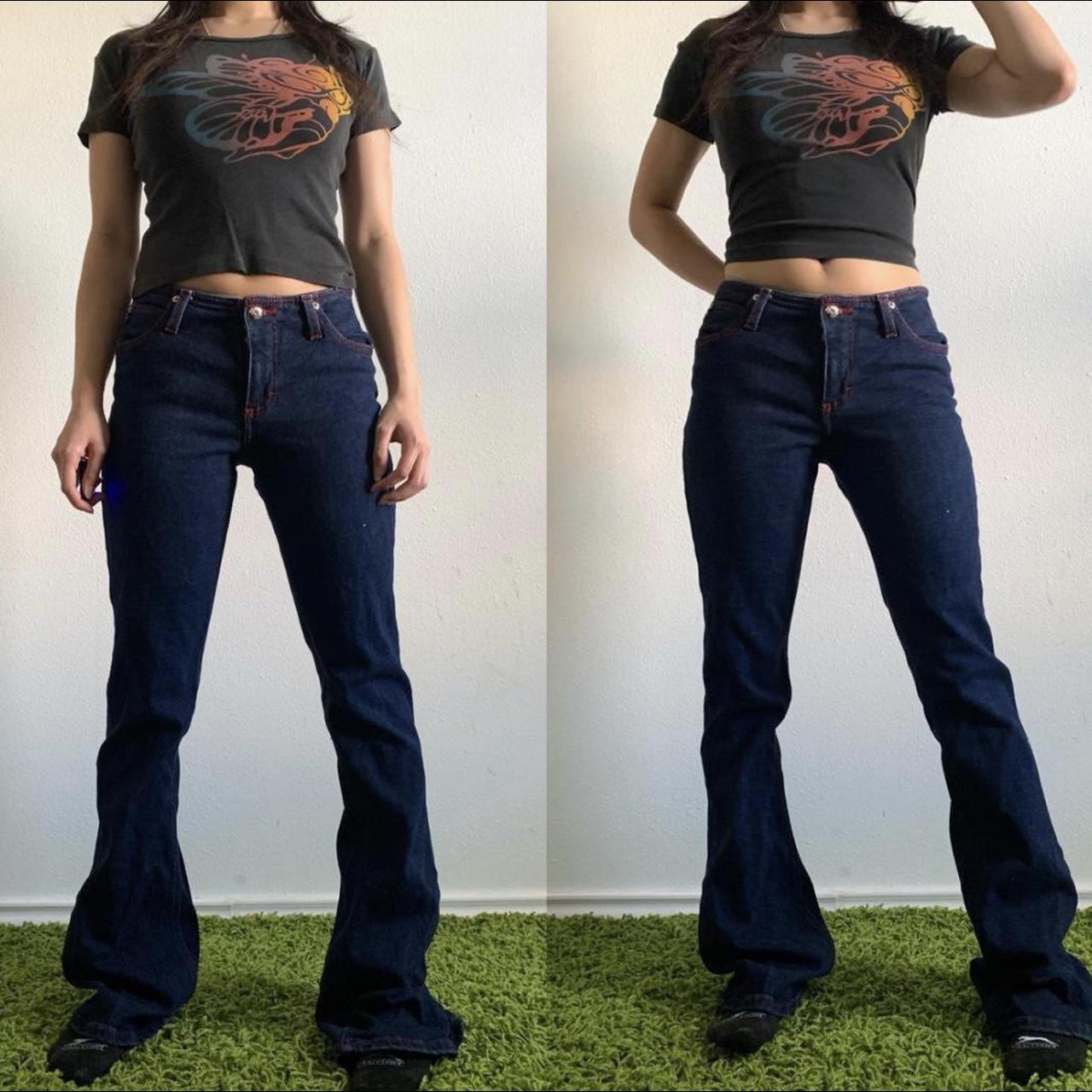 Mudd Clothing Women's Red and Navy Jeans | Depop
