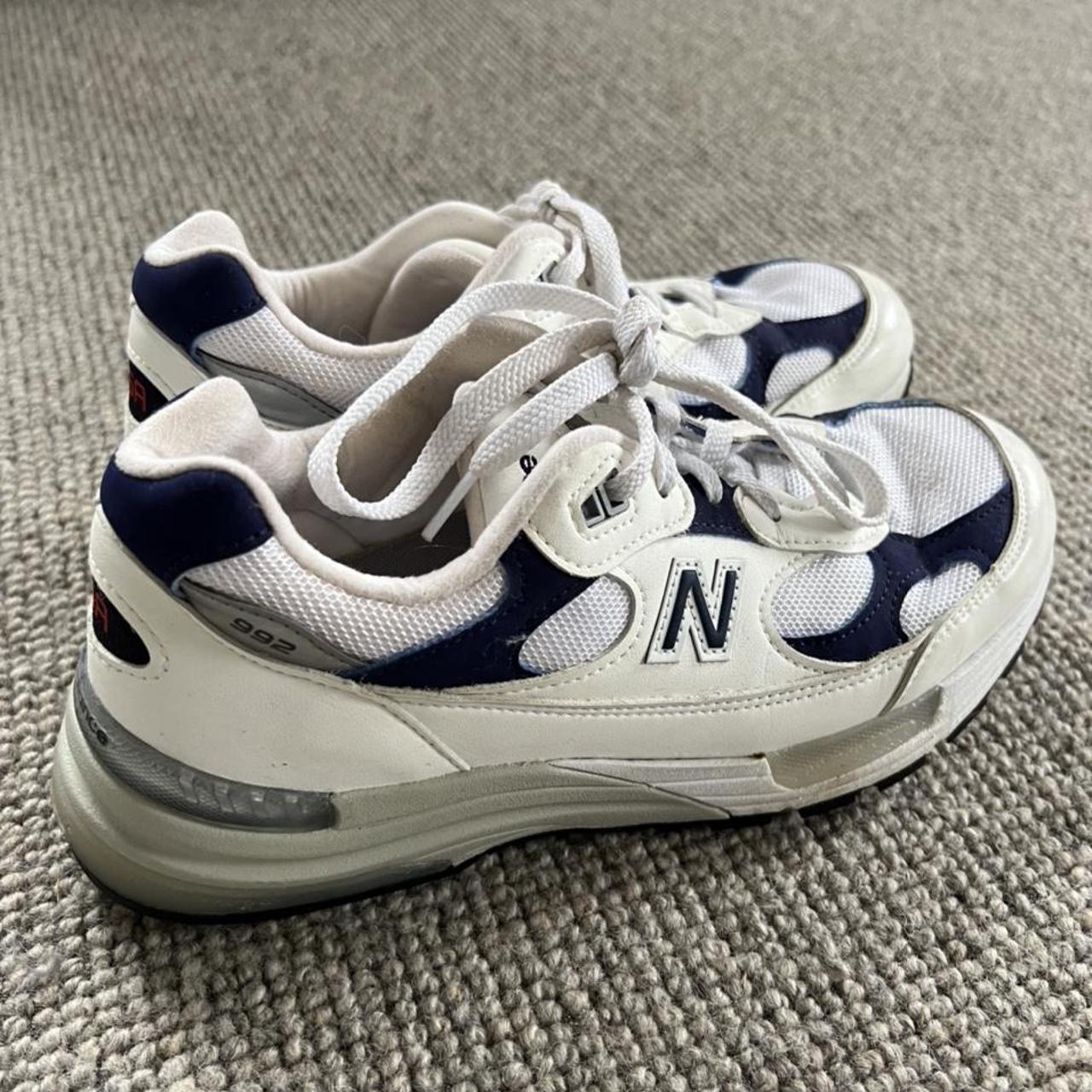 New Balance 992 White/Navy sneakers - Mens UK... - Depop