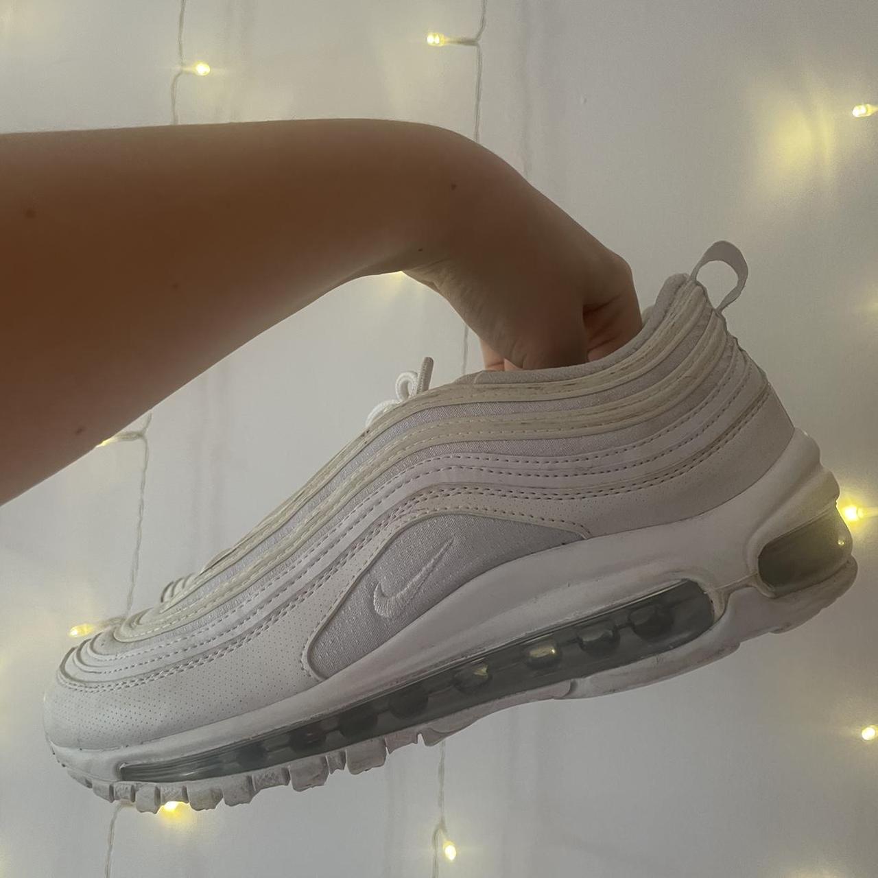 air max 97 triple white on feet