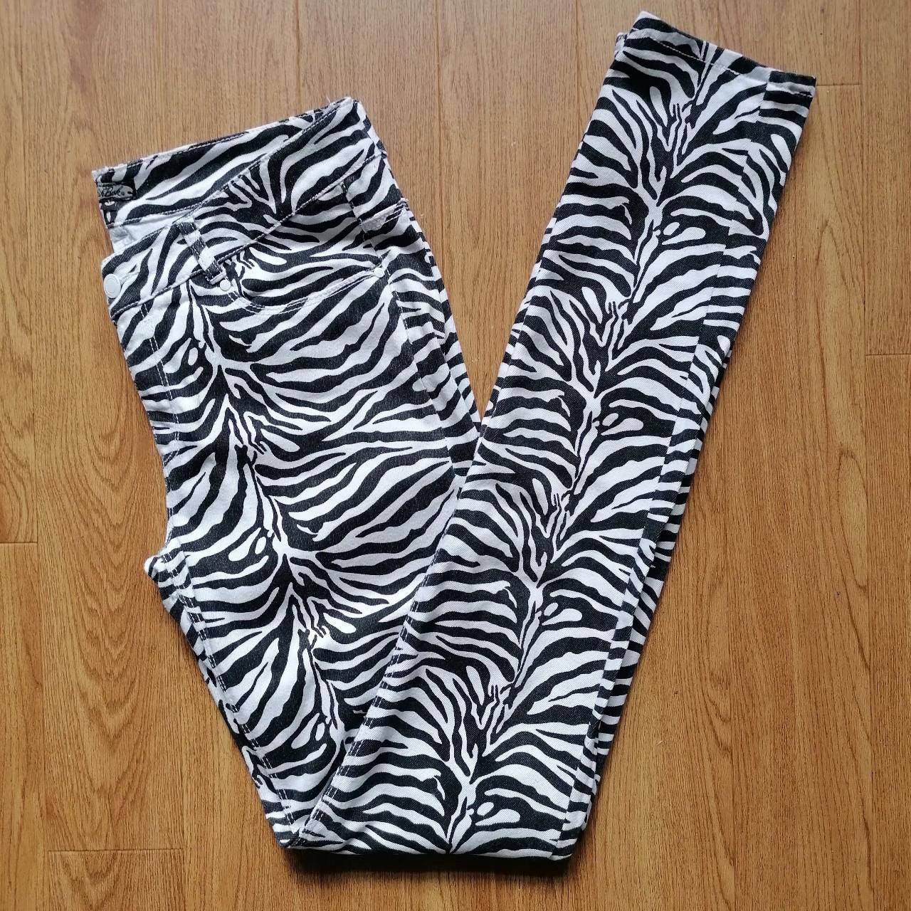 BikBok skinny zebra jeans. Very trendy funky pattern... - Depop