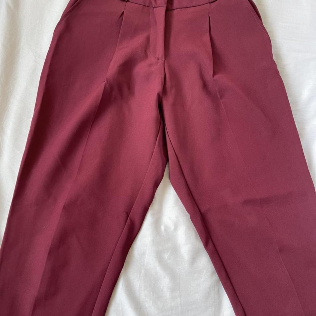 New Look Women's Burgundy and Black Trousers | Depop