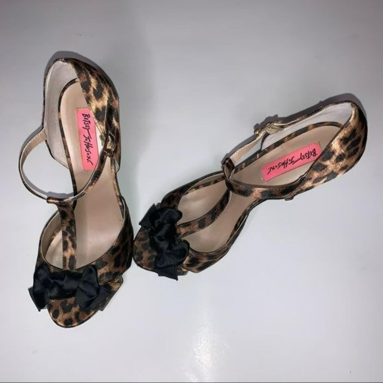 Betsey Johnson Canddee Satin leopard print open toe... - Depop