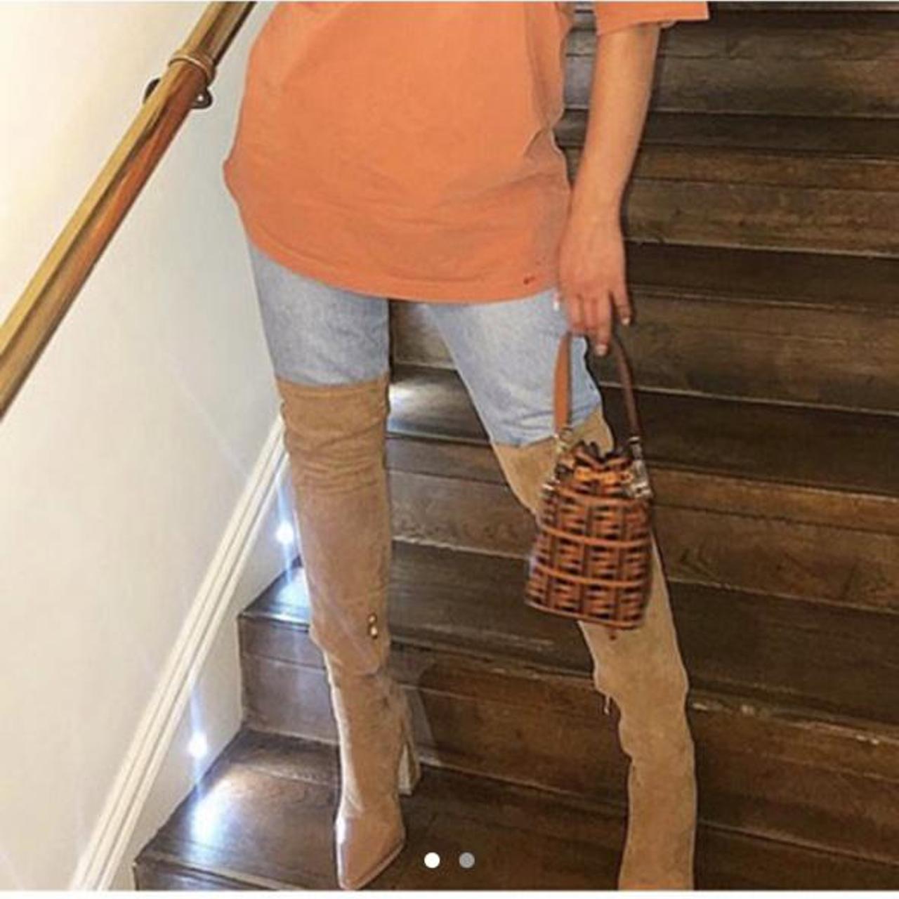 Camel pointed thigh high boots Like new only worn... - Depop