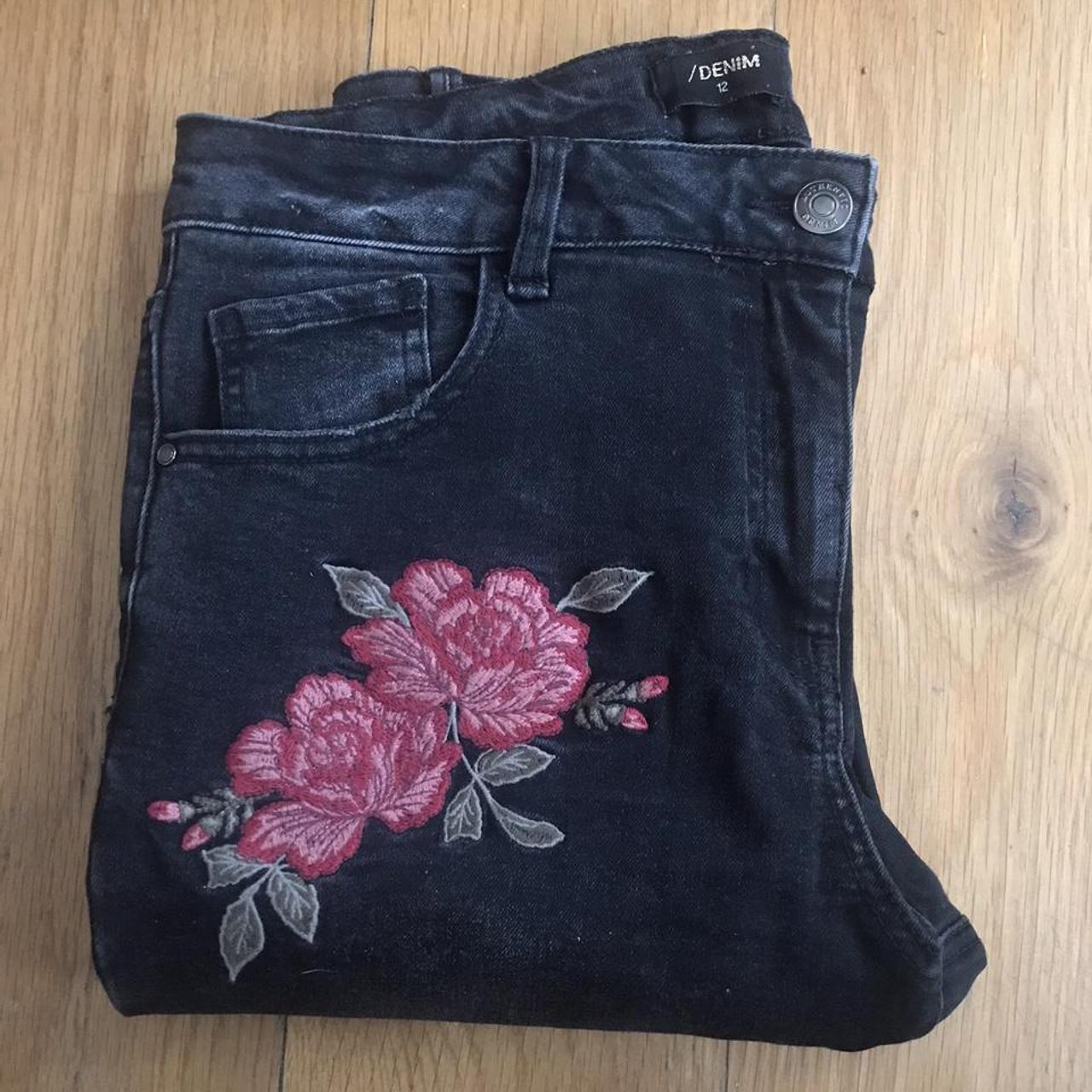 Matalan Women's Black and Red Jeans Depop