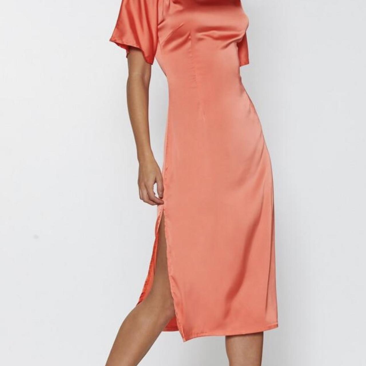 Deep Sweetheart Neckline Slit Midi Dress