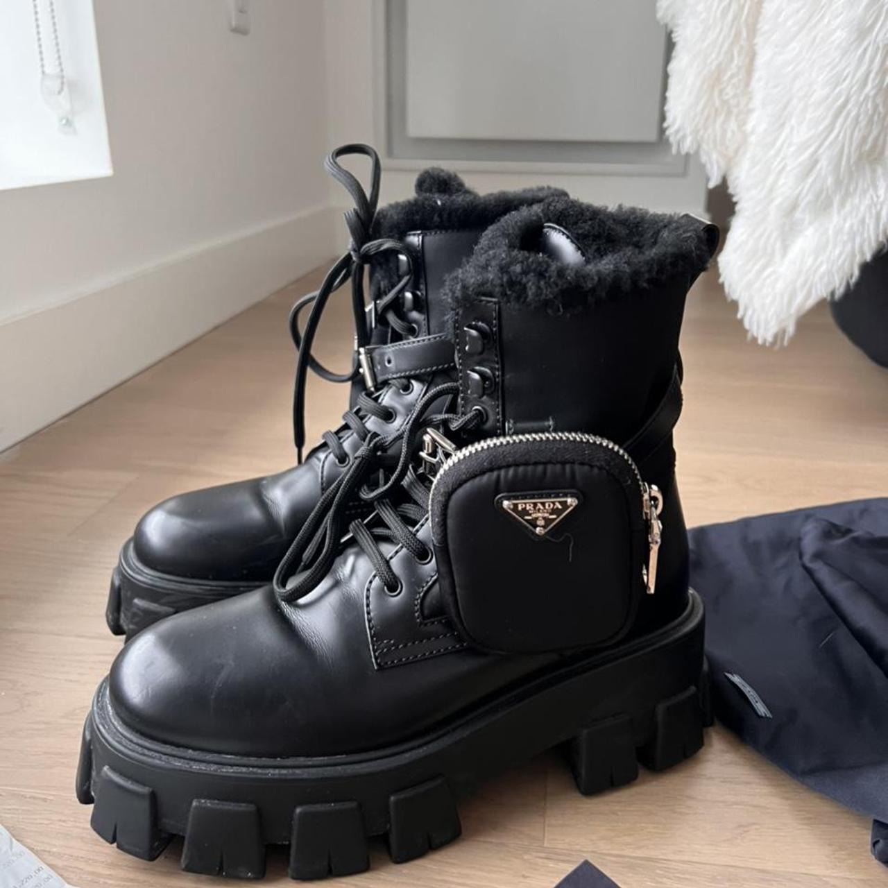 Leather Biker Prada Monolith Boots Second Hand Prada Monolith