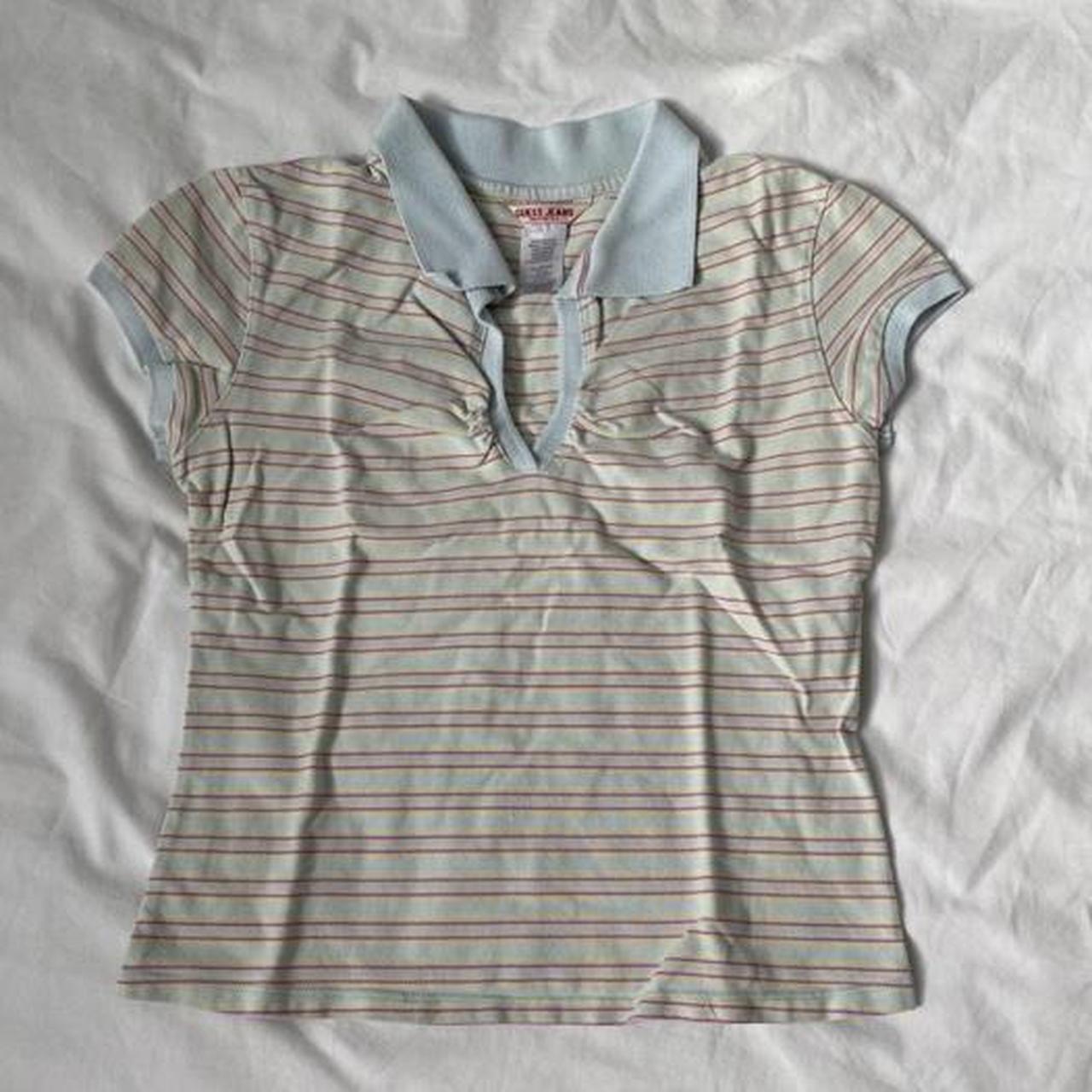 Repop Guess Striped Polo Top Super Cute Pastel... - Depop