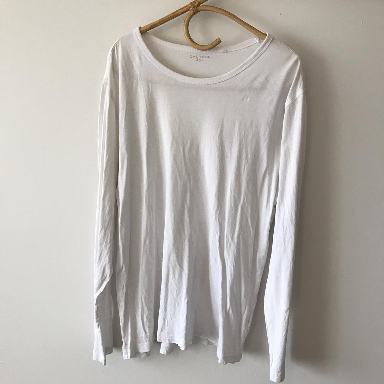Plain white long sleeve tee shirt Size 2xl Good... - Depop