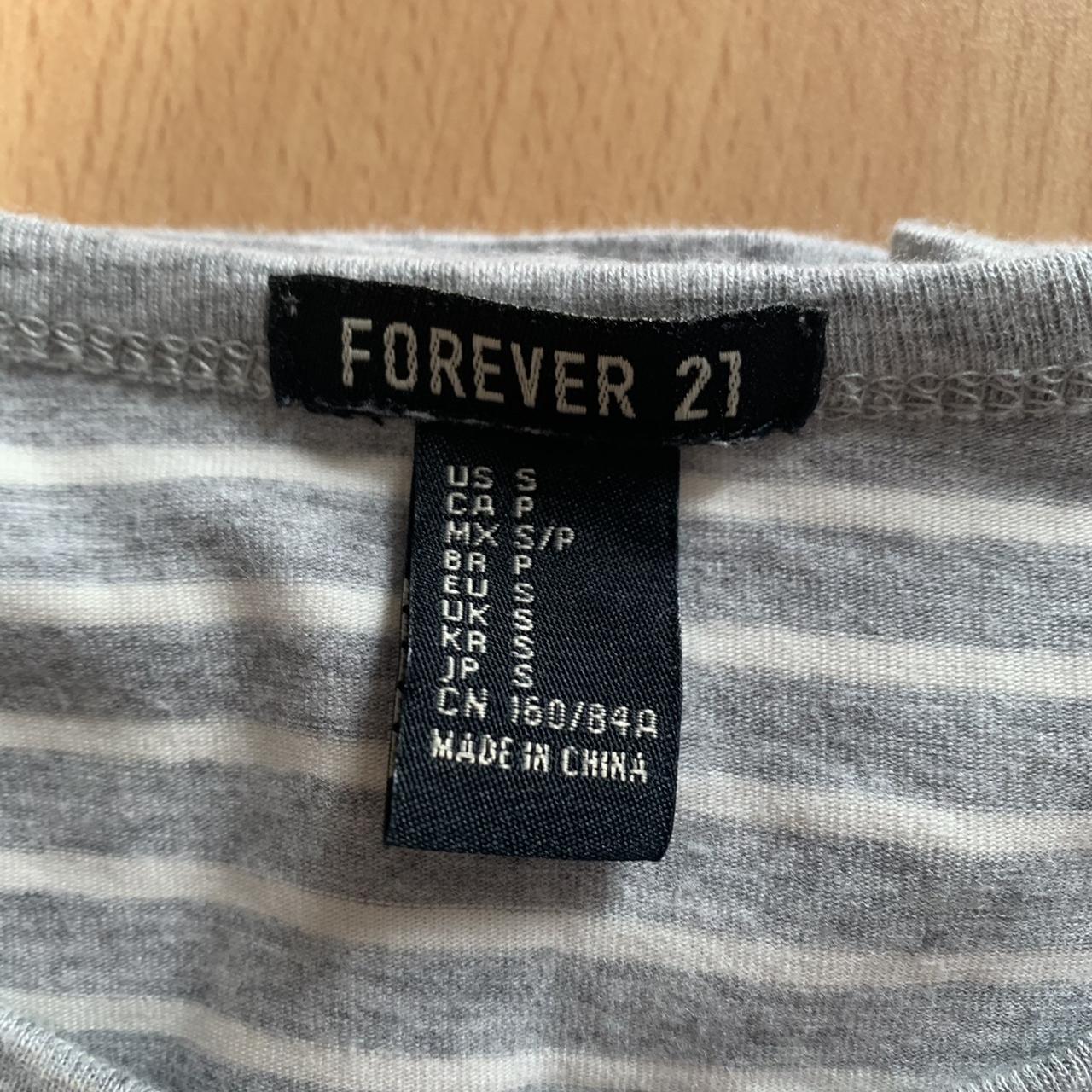 forever 21 grey and white striped shirt in great... - Depop