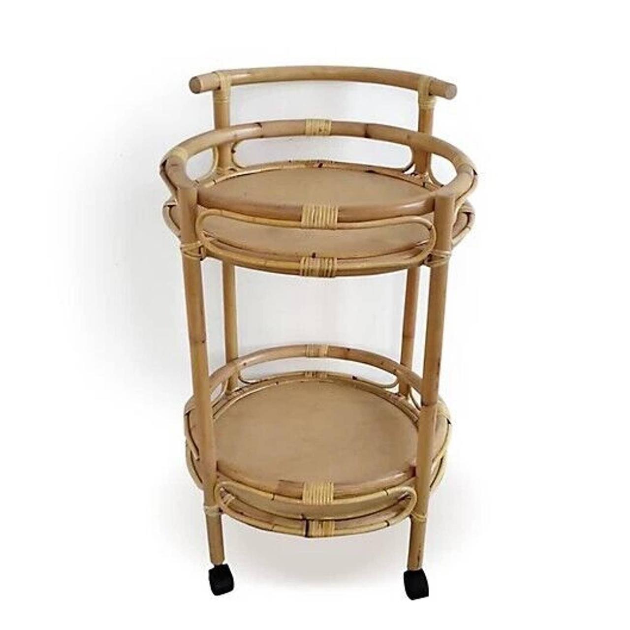 Daza Round Rattan Bar Cart in Natural by Wild... Depop