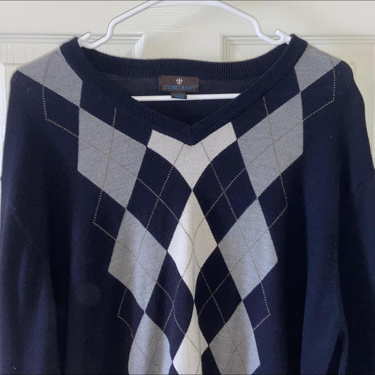 blue argyle sweater 50% wool, great... - Depop