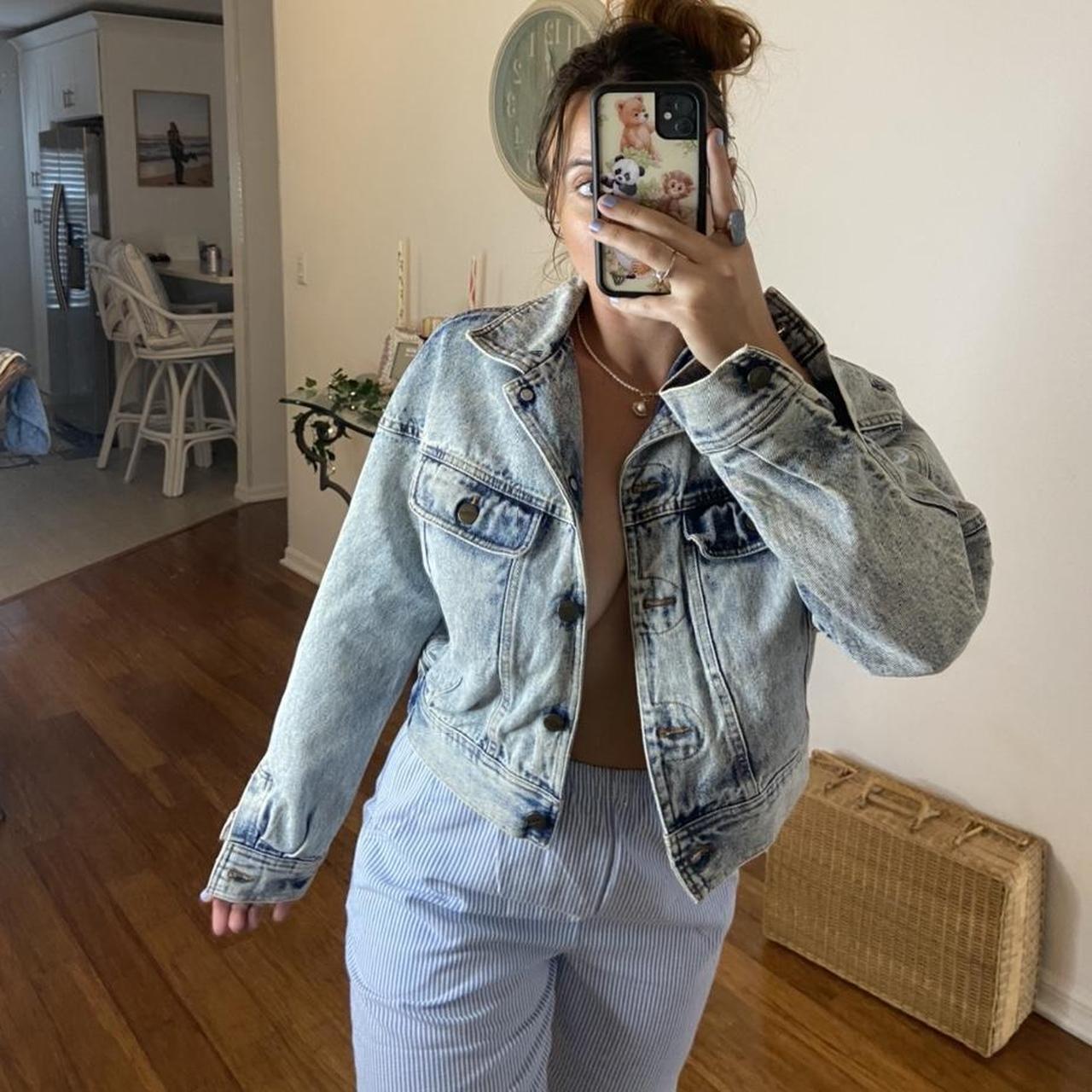 Vintage S S Acid Wash Denim Jacket Cropped Depop