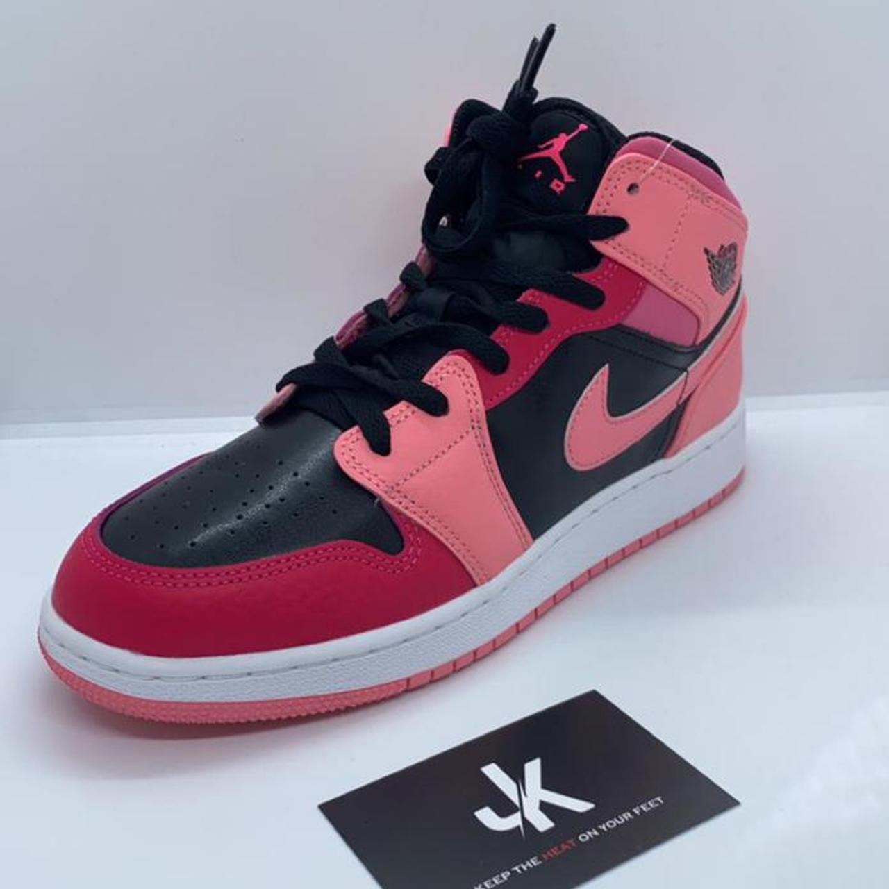 Jordan 1 mid coral chalk/pinksicle Sizes... - Depop