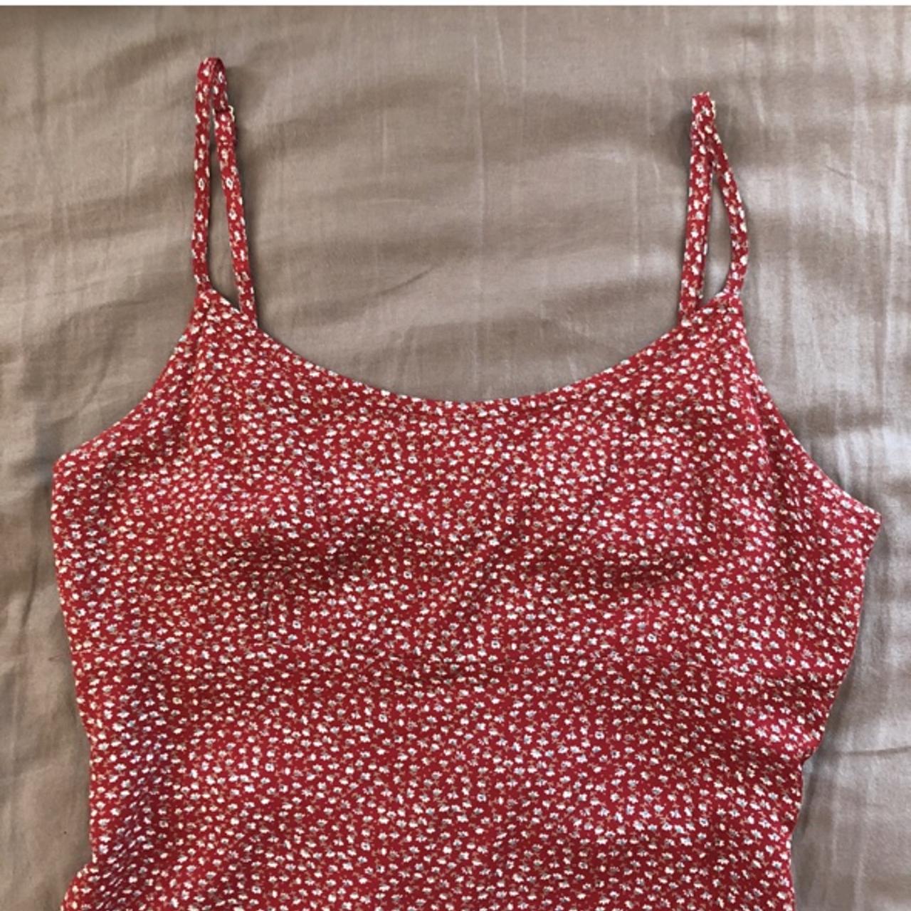 Brandy Melville Red Floral Printed Sleeveless Tie Back Colleen