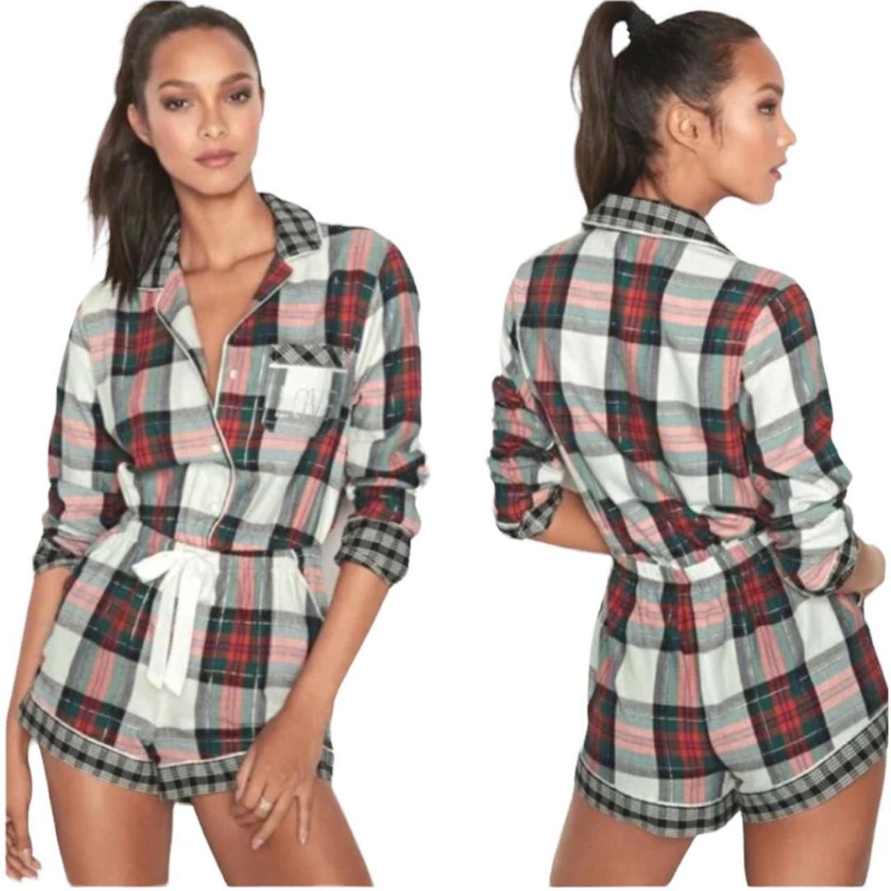 Victoria Secret Love Bling Tartan Plaid PJ Romper Depop