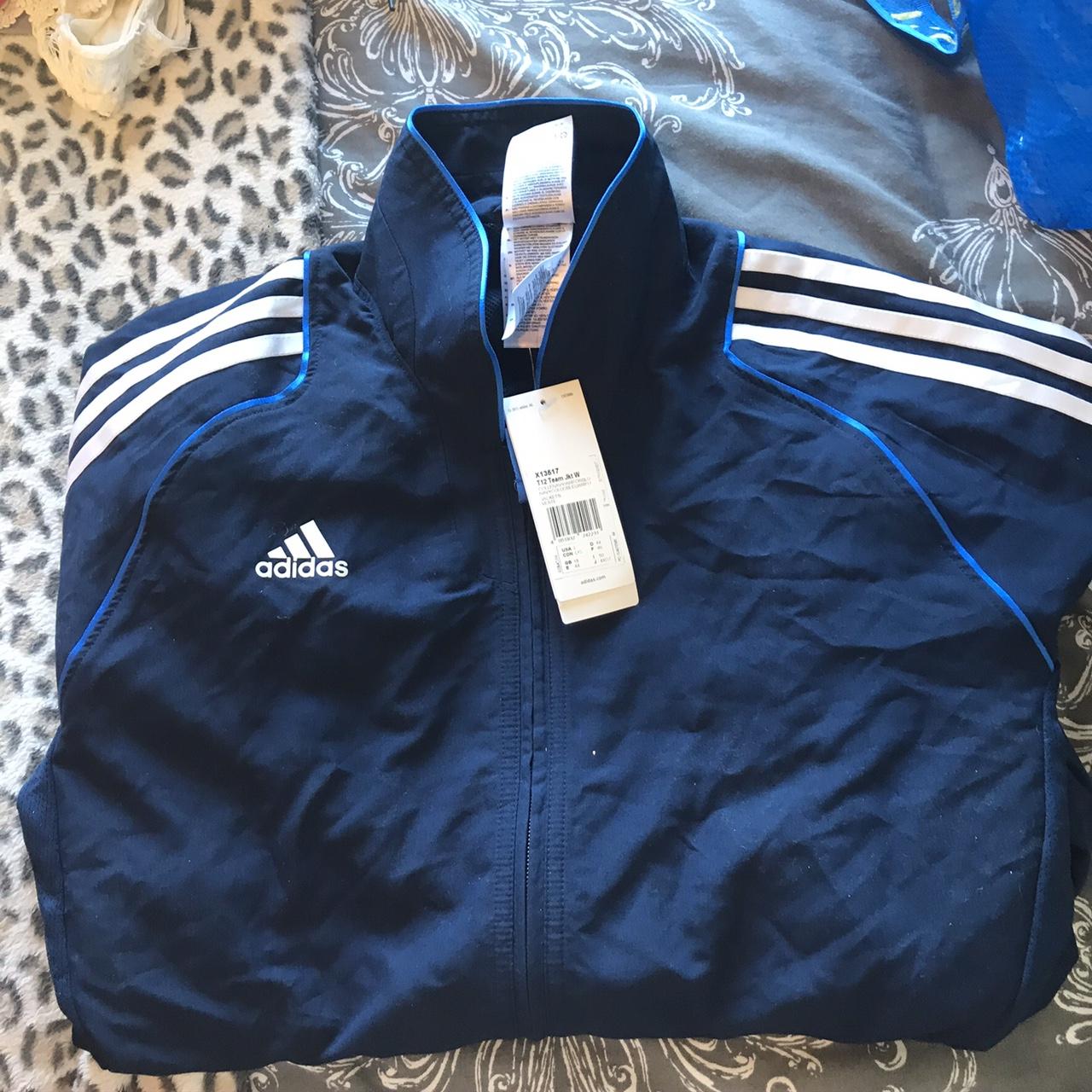 Adidas Navy tracksuit top jacket Brand new with... - Depop