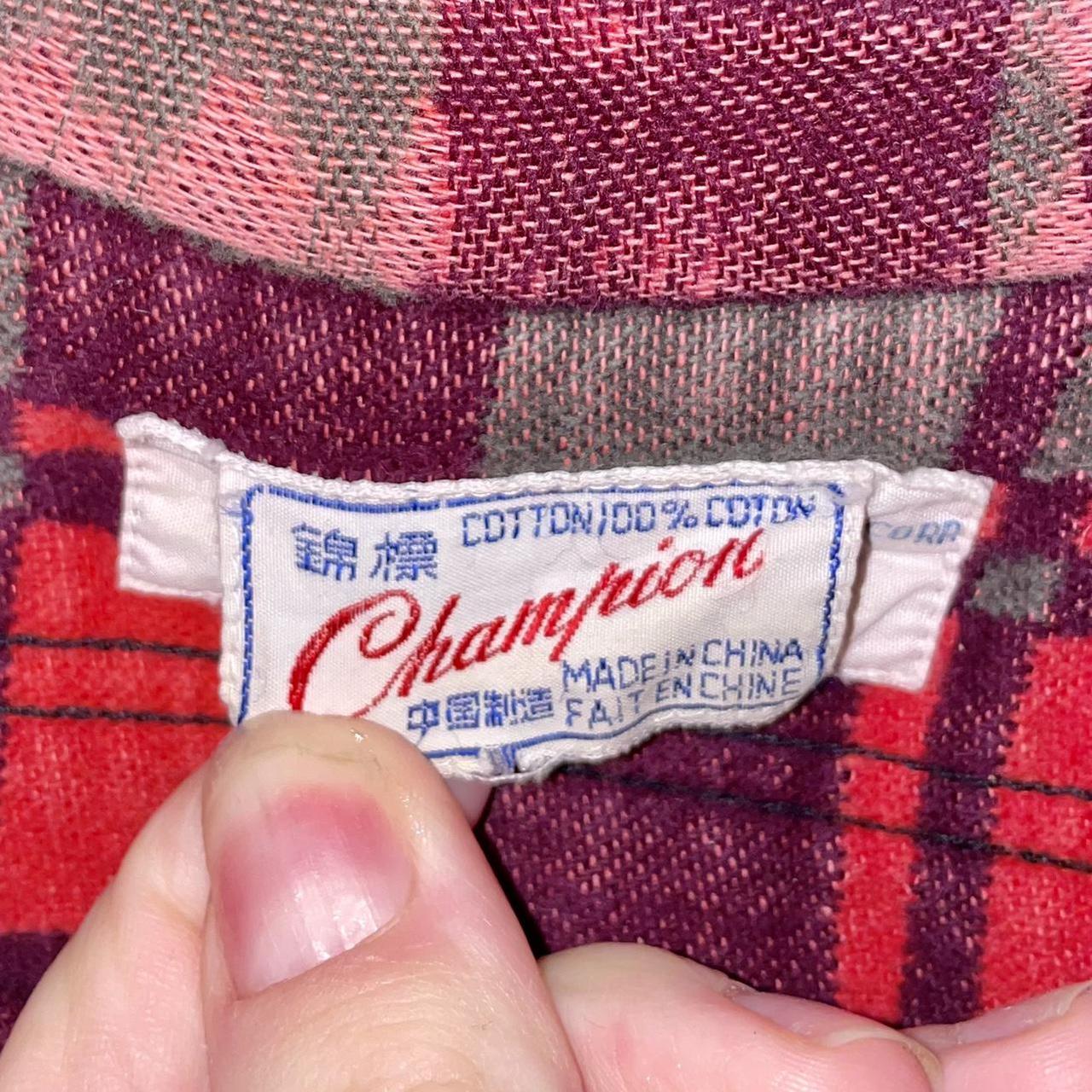 Vintage Champion made in China heavy red checkered... Depop