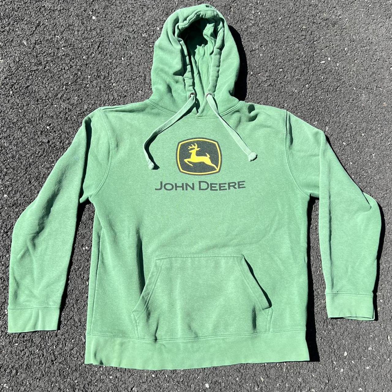 Y2K John Deere tractors bright green hoodie Tagged... - Depop