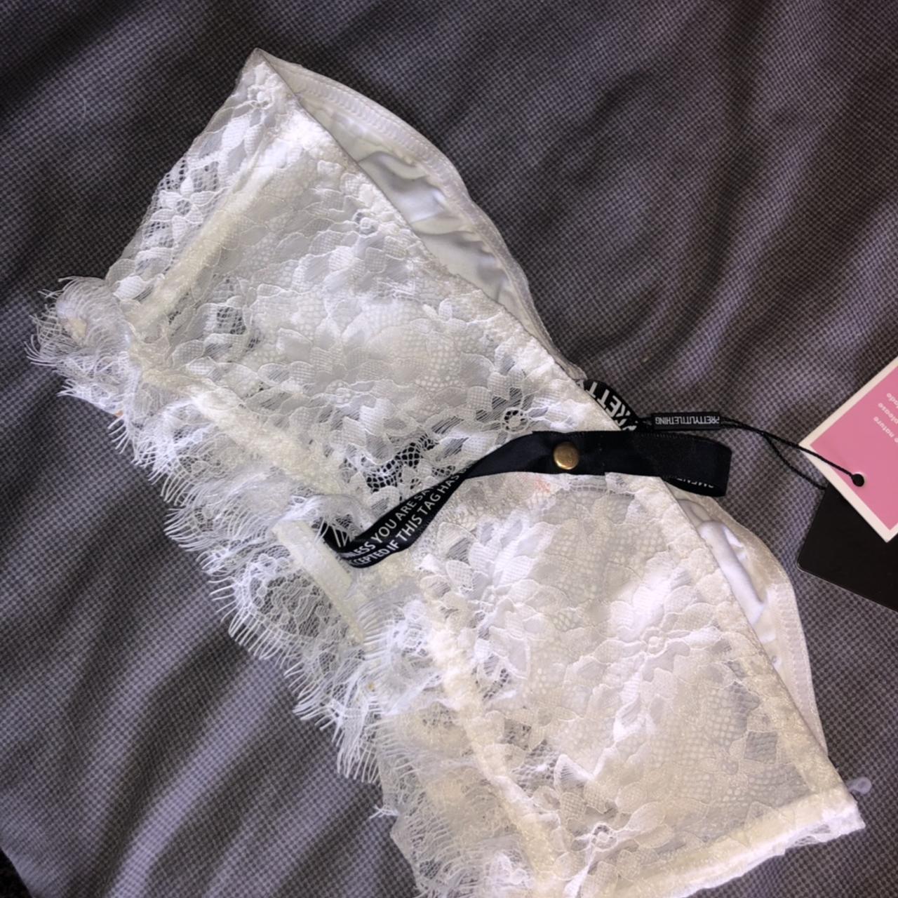 PLT white lace cup detail bandeau Bralet. Size S - Depop