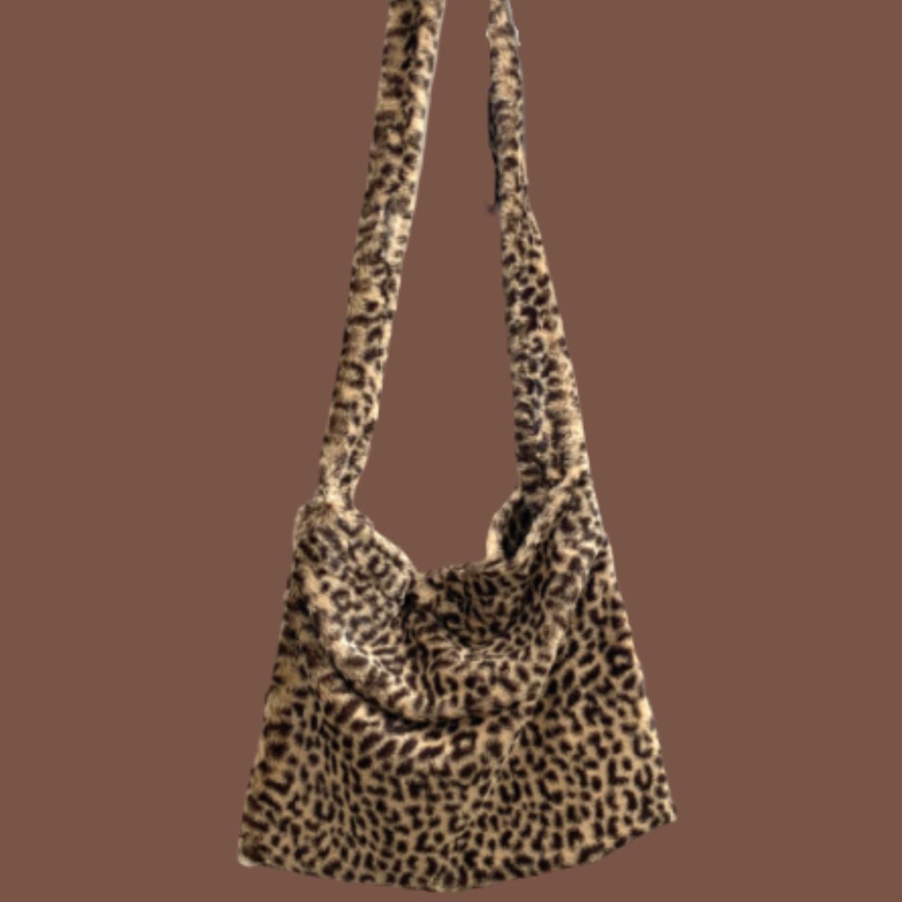 faux fur fuzzy cheetah leopard print bag