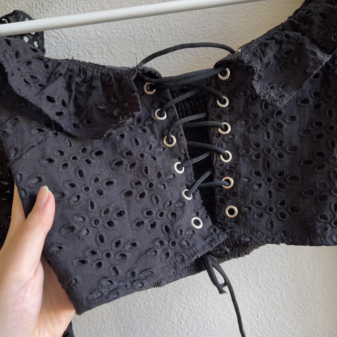 Product Image 3 - CHUU Black Coquette Lace-Up Crop