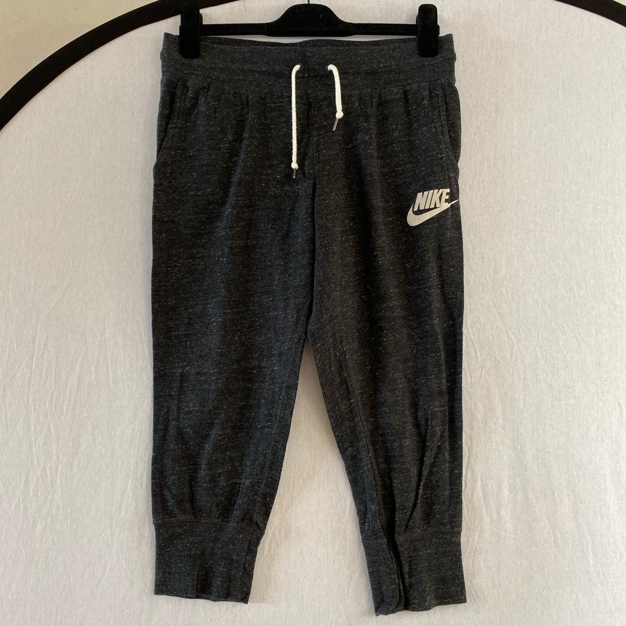 Nike dark grey cut off joggers with pockets. Cotton... - Depop