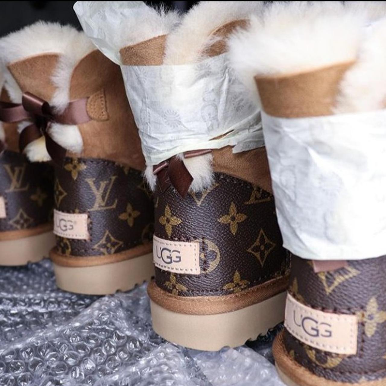 Womans Ugg Boots Customized With Louis Vuitton Coated canvas