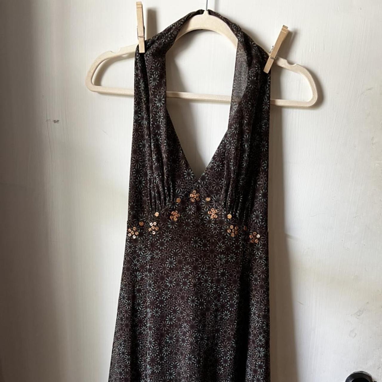 Y2K Style Beaded Halter Dress W/ slip attached Brand... - Depop