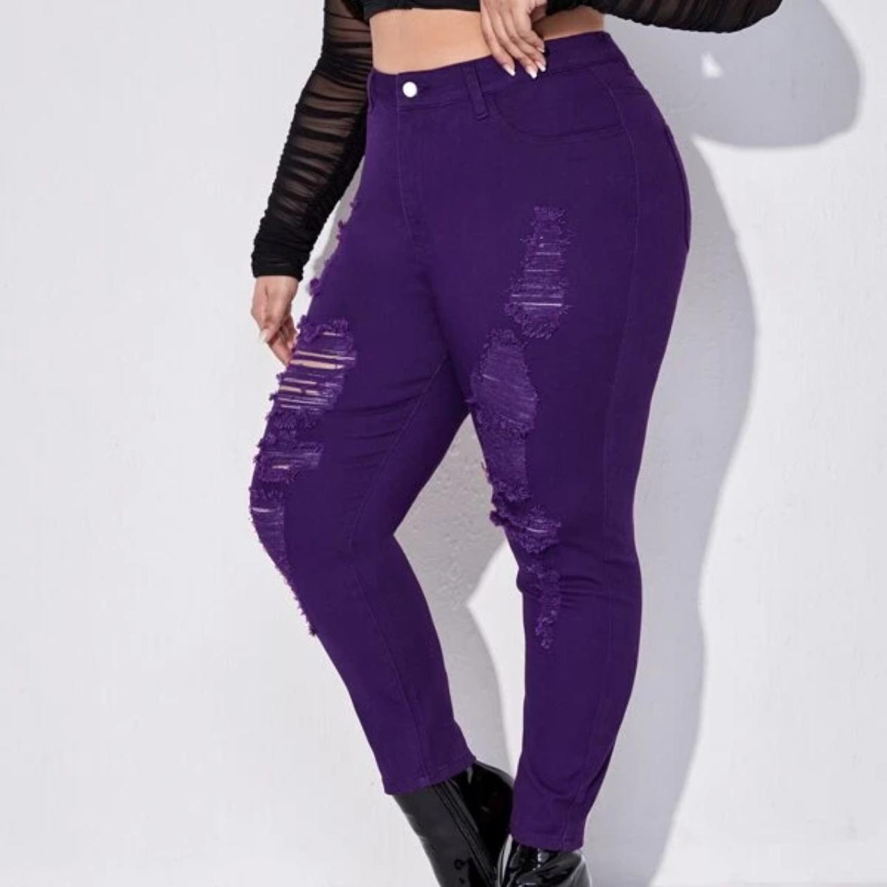 Purple Distressed Jeans from SHEIN ask for more... Depop