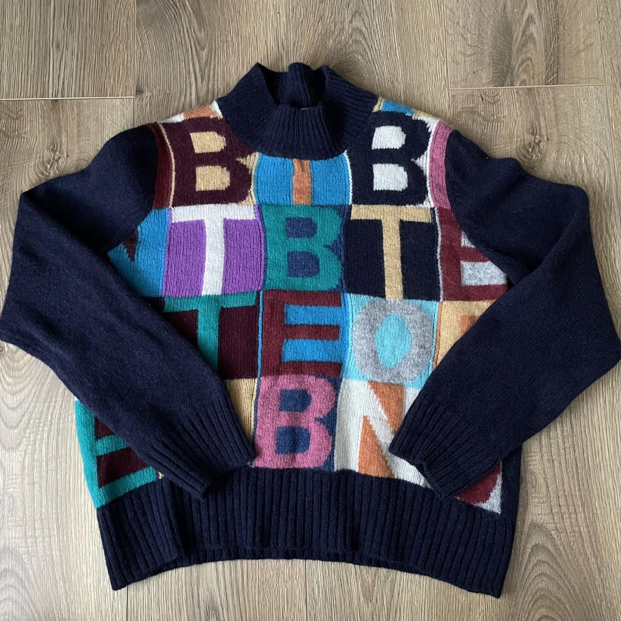 Insane retro UNITED COLOURS OF BENETTON turtleneck... - Depop