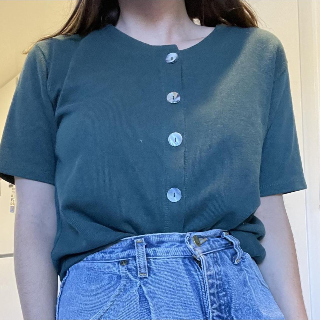 Green button down shirt from the brand Chaus. Likely | Depop