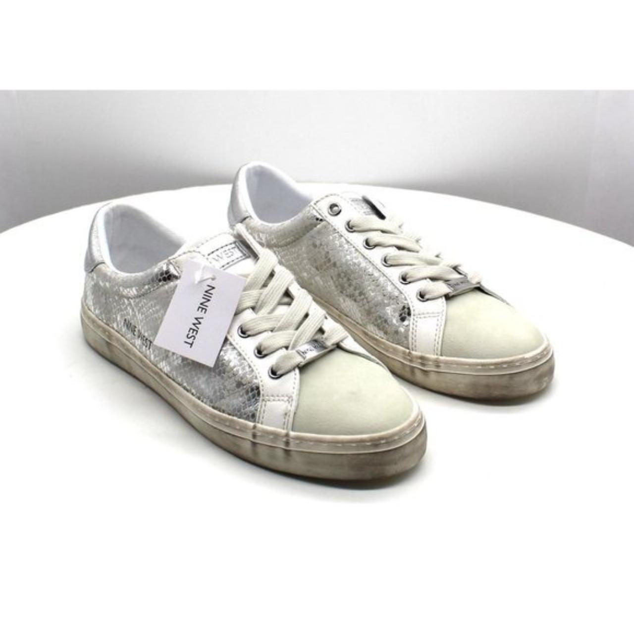 nine west silver trainers