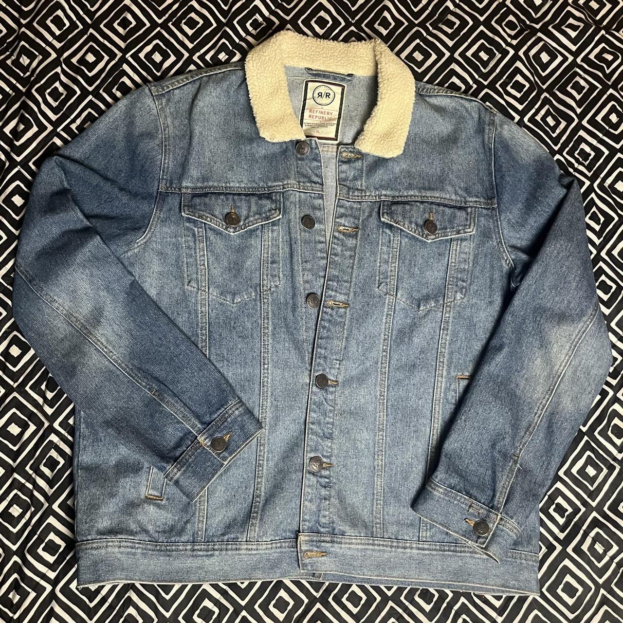 Refinery Republic Men’s Denim Jacket with Fleece... - Depop