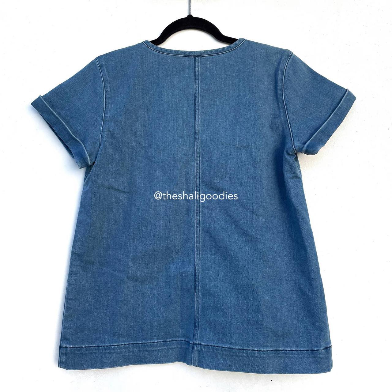 Sézane Women's Blue and White Blouse (2)