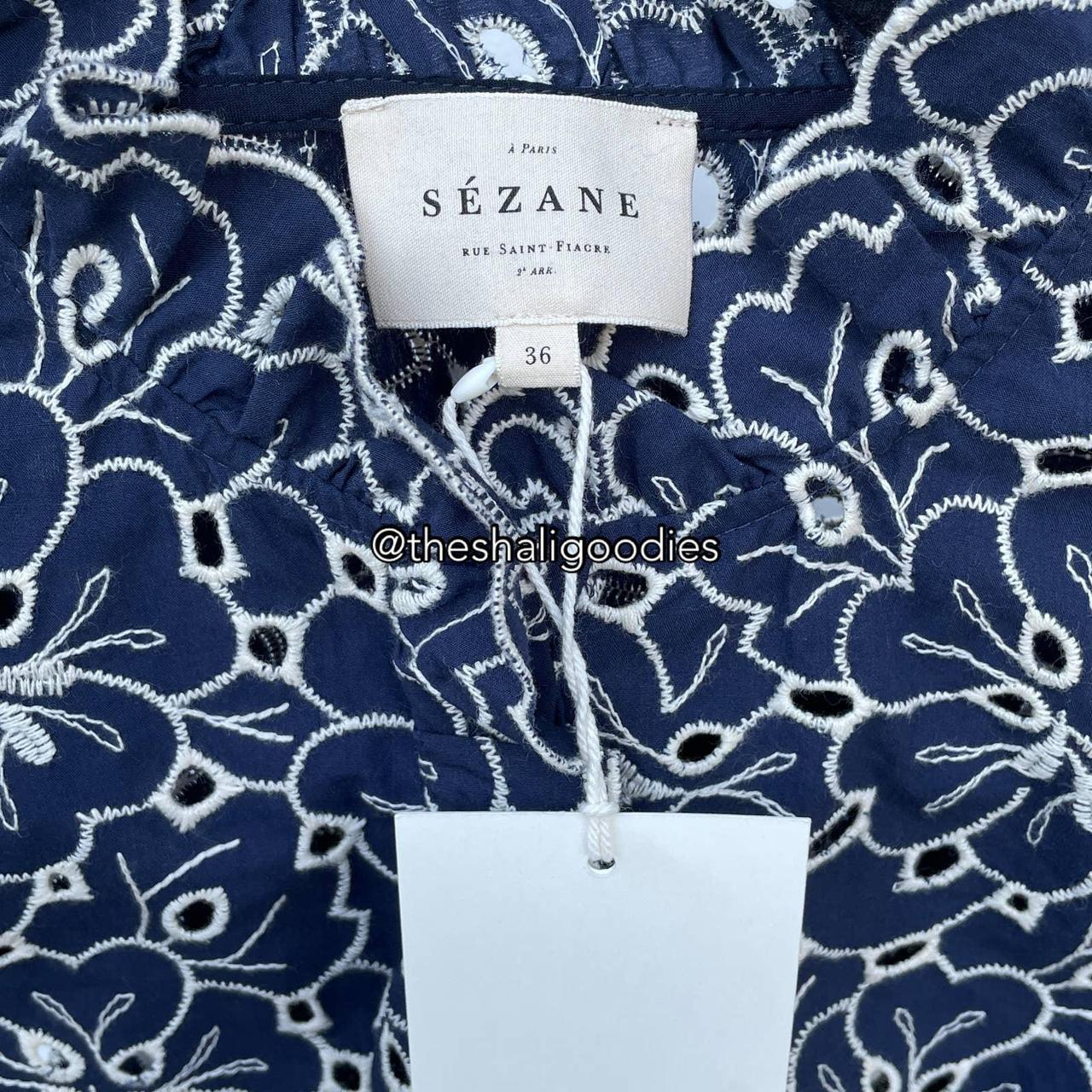 Sézane Women's Blue and White Shirt (3)